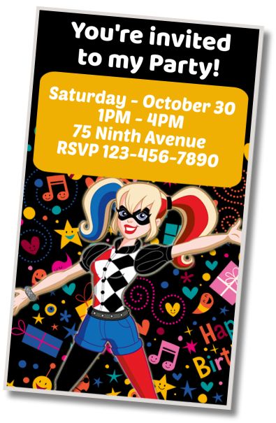 Make Virtual Invitation Surprise Party Harley Quinn