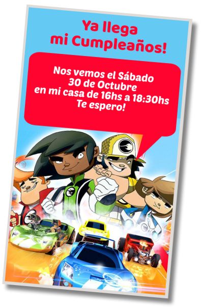 Invitación de cumpleaños personalizada gratis Fiesta temática Hot Wheels