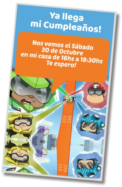 Invitación de cumpleaños personalizada gratis Fiesta de Disfraces Hot Wheels
