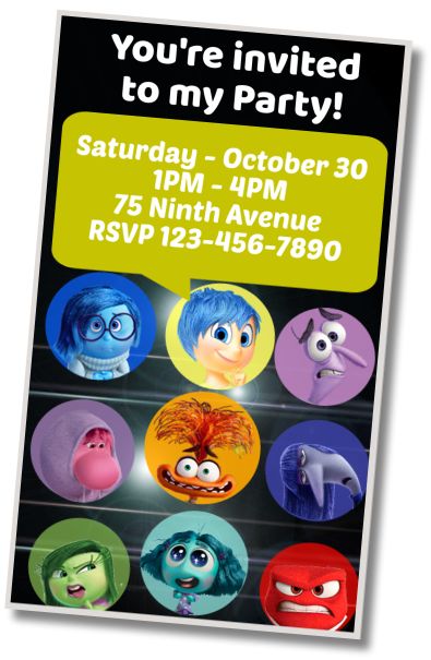 Free personalized birthday invitation Inside Out Sleepover