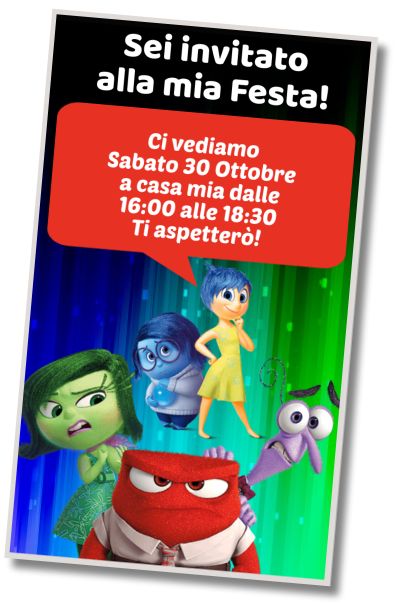 Invito di compleanno personalizzato gratis Festa in Costume Inside Out