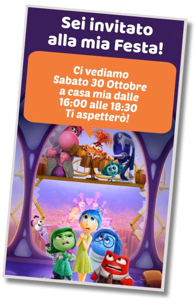 Invito di compleanno personalizzato gratuito Festa a Sorpresa Inside Out