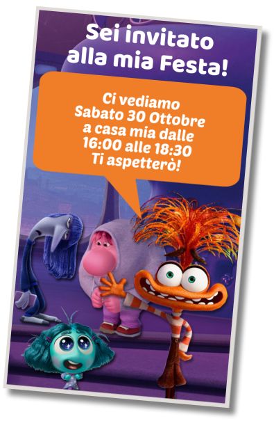 Invito di compleanno personalizzato gratis Festa del Videogioco Inside Out