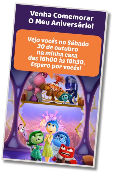 Convite de aniversário personalizado grátis Festa Surpresa Divertida Mente