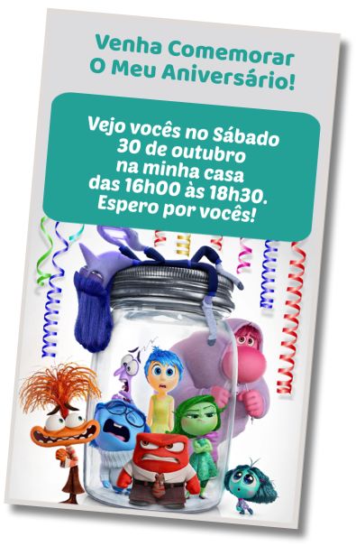 Convite de aniversário personalizado grátis Festa de Aniversário Divertida Mente2