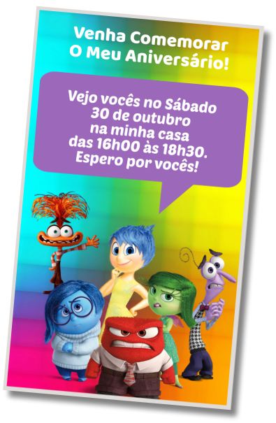 Convite de aniversário personalizado grátis Festa na Piscina Divertida Mente2