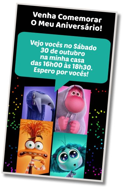 Convite de aniversário personalizado grátis Saudação de Aniversário Inside Out