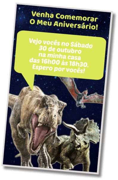 Convite de aniversário personalizado gratuito Festa do Pijama Jurassic World