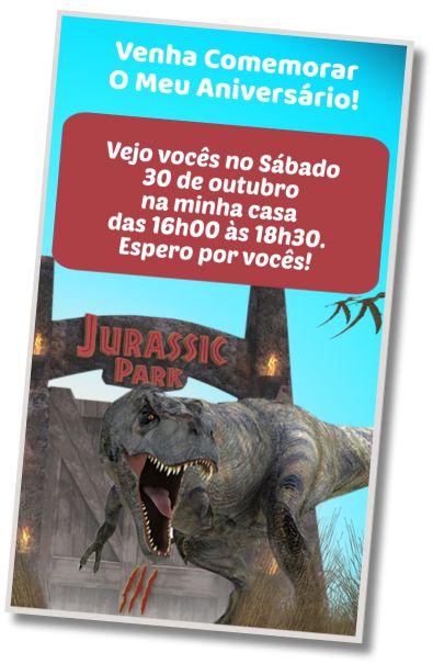 Convite de aniversário personalizado gratuito Festa temática do Jurassic Park
