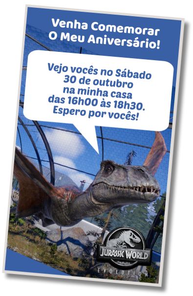 Convite de aniversário personalizado grátis Aniversário da Evolução do Mundo Jurássico