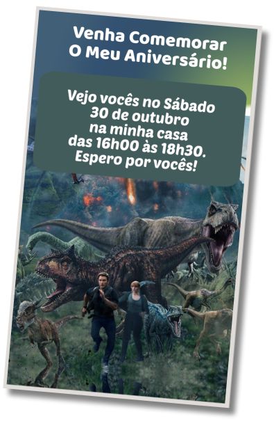 Convite de aniversário personalizado gratuito Festa à fantasia do Jurassic World