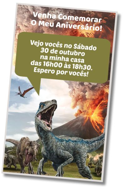 Convite de aniversário personalizado grátis Aniversário Virtual do Jurassic World