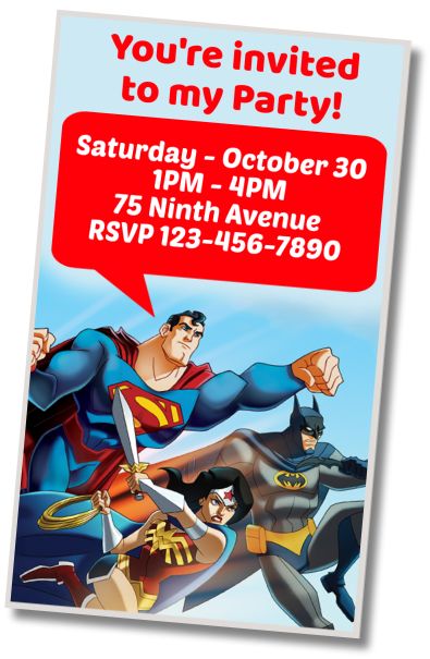 Free personalized birthday invitation Birthday The Justice League