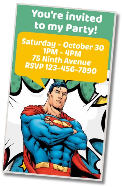 Free personalized birthday invitation Justice League Pool Party