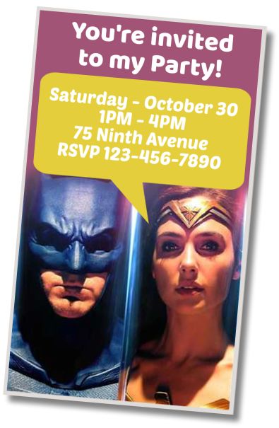 Free personalized birthday invitation Justice League Themed Birthday