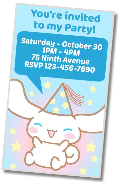 Free personalized birthday invitation Cinnamoroll Pajamas