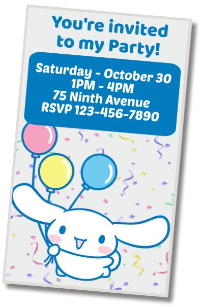 Free personalized birthday invitation Cinnamoroll Pool Party