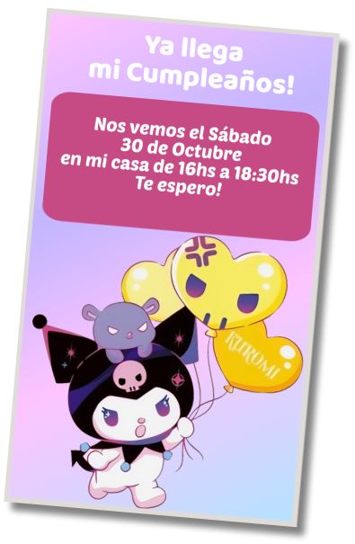 Invitación de cumpleaños personalizada gratis Cumpleaños Spa Kuromi