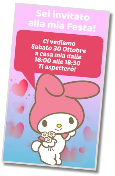Invito di compleanno personalizzato gratis Il mio Compleanno a Tema My Melody
