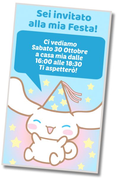 Invito di compleanno personalizzato gratis Festa Pigiama Cinnamoroll