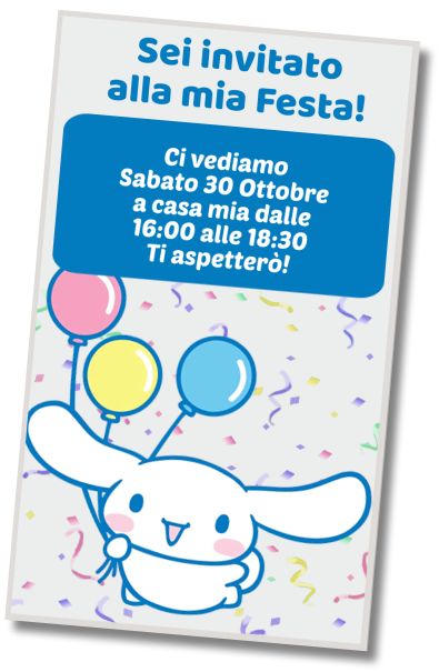 Invito di compleanno personalizzato gratis Festa in Piscina Cinnamoroll