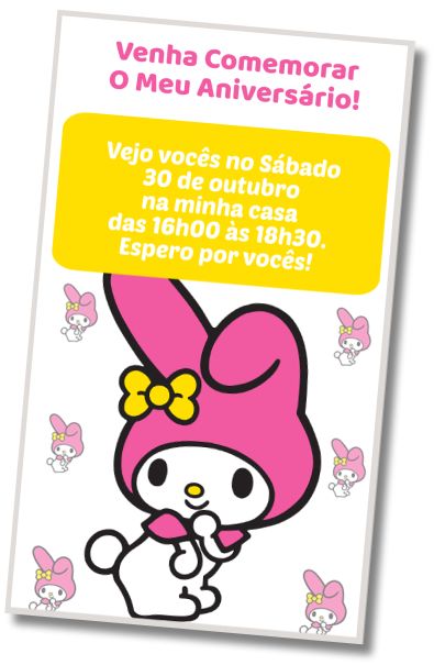 Convite de aniversário personalizado grátis Aniversário My Melody