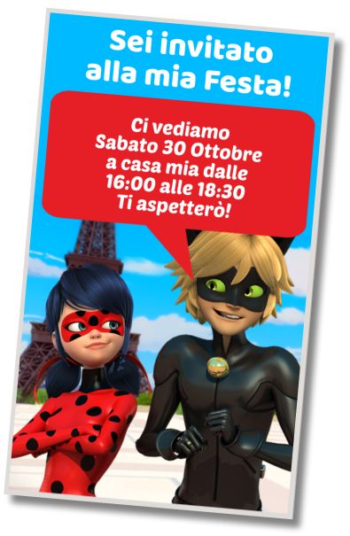 Invito Compleanno Festa a Tema Miraculous