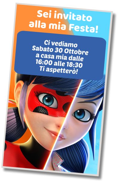 Invito Compleanno Festa in Piscina Miraculous