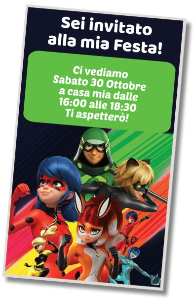 Invito Compleanno Festa in Costume Miraculous
