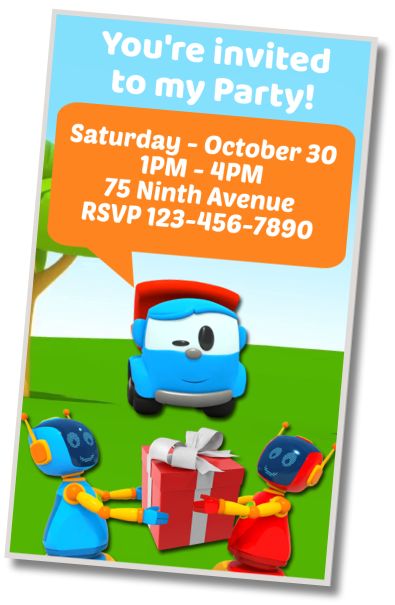 Make Virtual Invitation Birthday Leo the truck