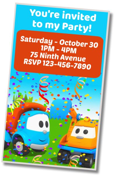 Make Virtual Invitation Leo the Truck Ice Cream Party