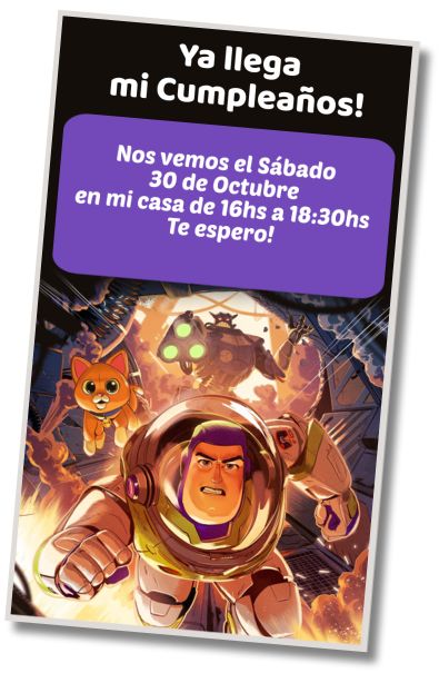 Hacer Invitación Virtual Fiesta de Disfraces Lightyear