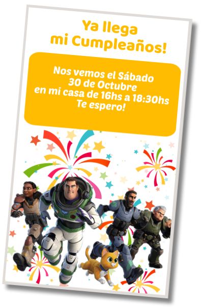 Hacer Invitación Virtual Cumpleaños Temático Lightyear