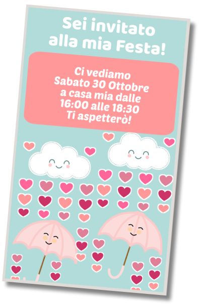 Invito di compleanno personalizzato gratuito Festa in Costume di Pioggia di Cuori