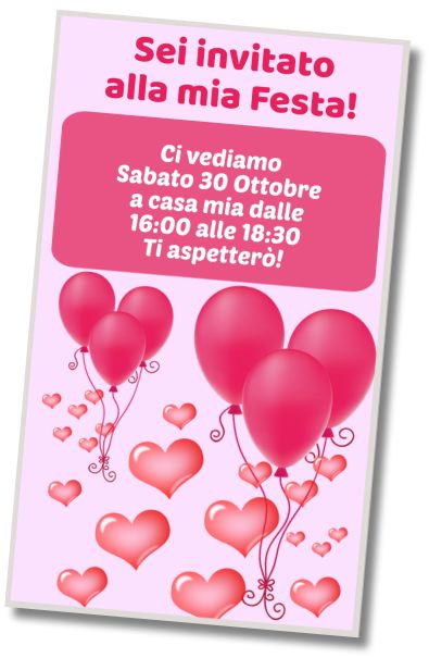 Invito di compleanno personalizzato gratuito Compleanno a Tema Pioggia di Cuori