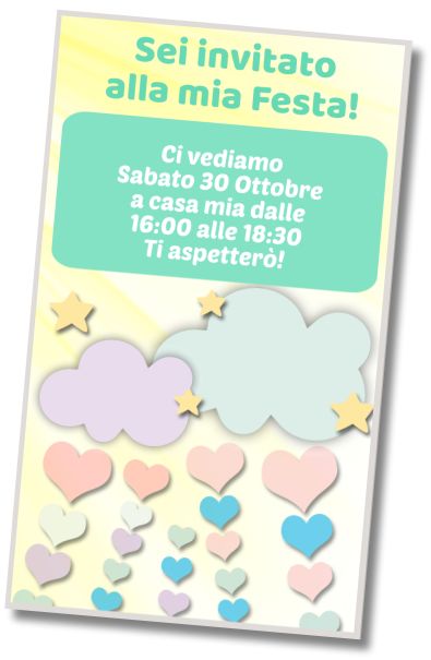 Invito di compleanno personalizzato gratuito Pigiama Party Pioggia di Cuori