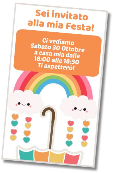 Invito di compleanno personalizzato gratuito Festa a Tema Pioggia di Cuori
