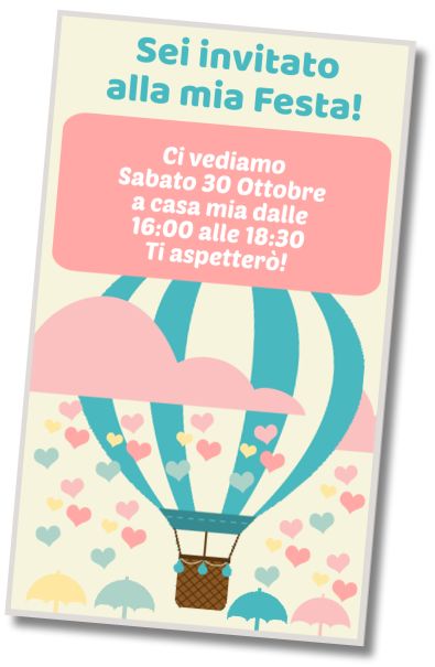 Invito di compleanno personalizzato gratuito Baby Shower - Festa Prenatale Pioggia di Cuori