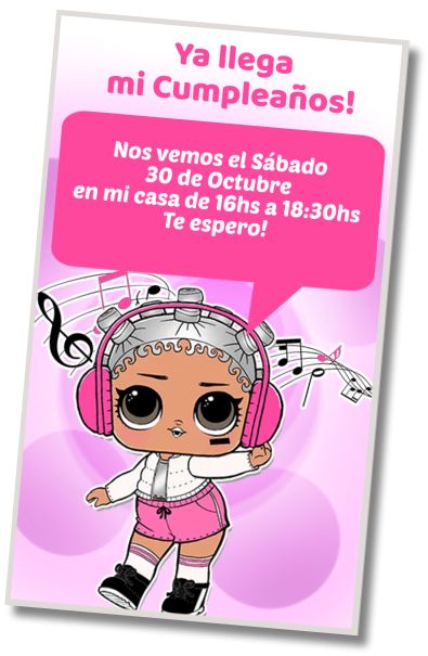 Invitación de cumpleaños personalizada gratis Fiesta Musical Lol Surprise