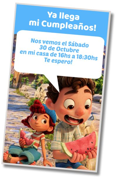 Hacer Invitación Virtual Fiesta Disfraces Película Luca