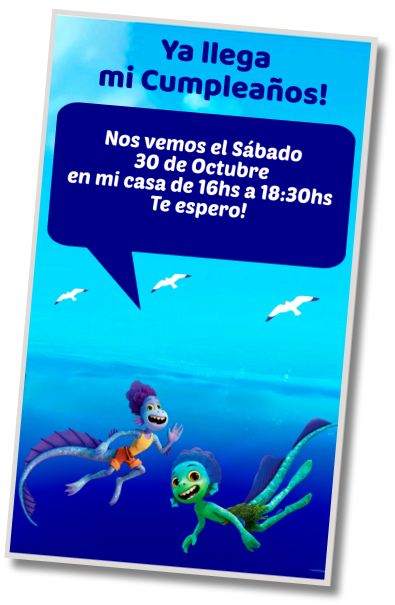 Invitación de cumpleaños personalizada gratis Fiesta en Pileta de temática Luca