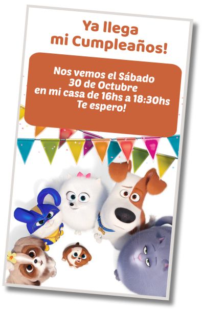 Hacer Invitación Virtual Fiesta Temática Vida Secreta de tus Mascotas