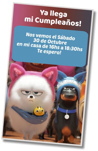 Hacer Invitación Virtual Fiesta de Disfraces Vida Secreta de tus Mascotas