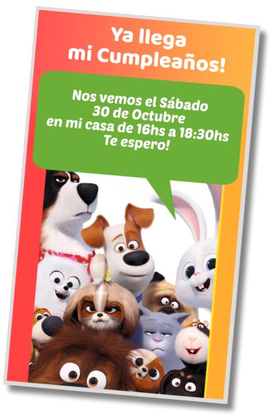 Hacer Invitación Virtual Fiesta Sorpresa Vida Secreta de tus Mascotas