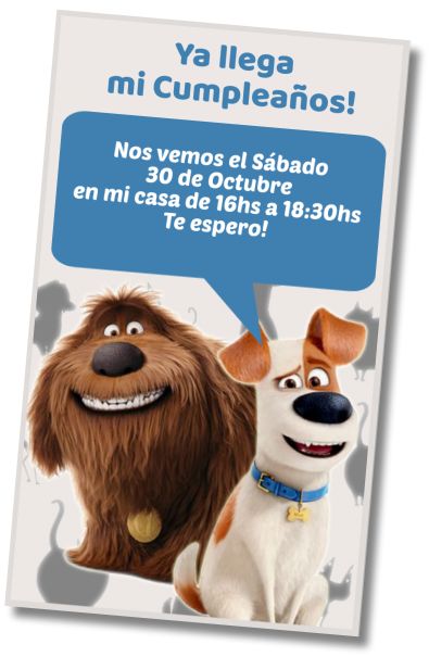 Hacer Invitación Virtual FELIZ CUMPLEAÑOS Vida Secreta de tus Mascotas