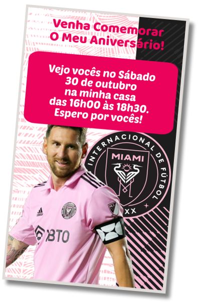 Convite de aniversário personalizado gratuito Surpresa de Aniversário Inter Miami