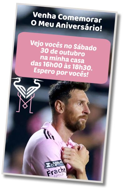Convite de aniversário personalizado gratuito Aniversário de Videogame Messi Inter Miami