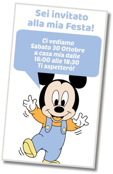 Invito di compleanno personalizzato gratis Topolino Baby