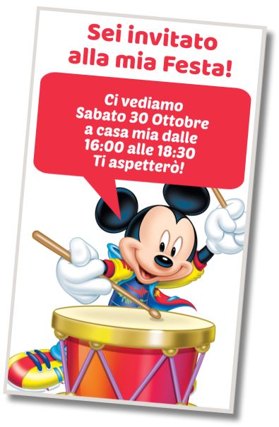 Invito di compleanno personalizzato gratis Festa a tema Topolino