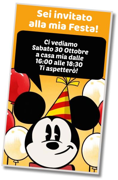 Invito di compleanno personalizzato gratis Festa di compleanno di Topolino